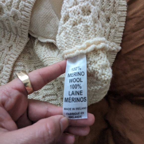 Inis Crafts Ireland Merino Wool Fisherman Zip Front Hooded Cardigan Swea… - Picture 8 of 12